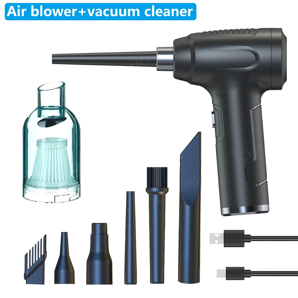 

15000Pa 2in1 Car Vacuum Cleaner Wireless Charging Compressed Air Duster Handheld High-power Air Blower Duster For Home Office PC