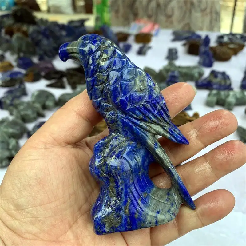 Natural Lapis Lazuli Stone Carved Bird Animal Ornaments Crystal Quartz Stone Crafts Handmade Figurine Home Decoration