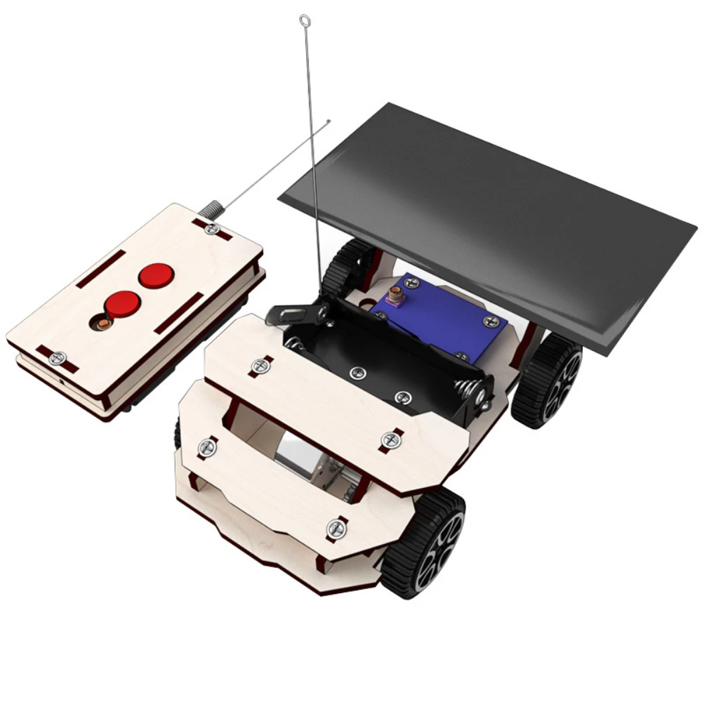 

Солнечная радиоуправляемая Гоночная машина, деревянная головоломка, модель, фотоэлектрическая Монтессори, Образовательное радио, Детские сборные строительные блоки