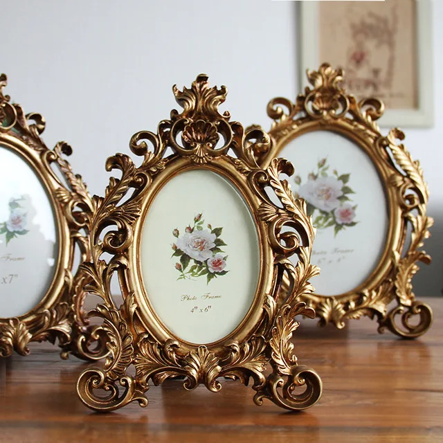 

European Antique Old Elliptic Resin Home Staircase Creative Classical Photo Frames Picture Frames Framework for A Photo