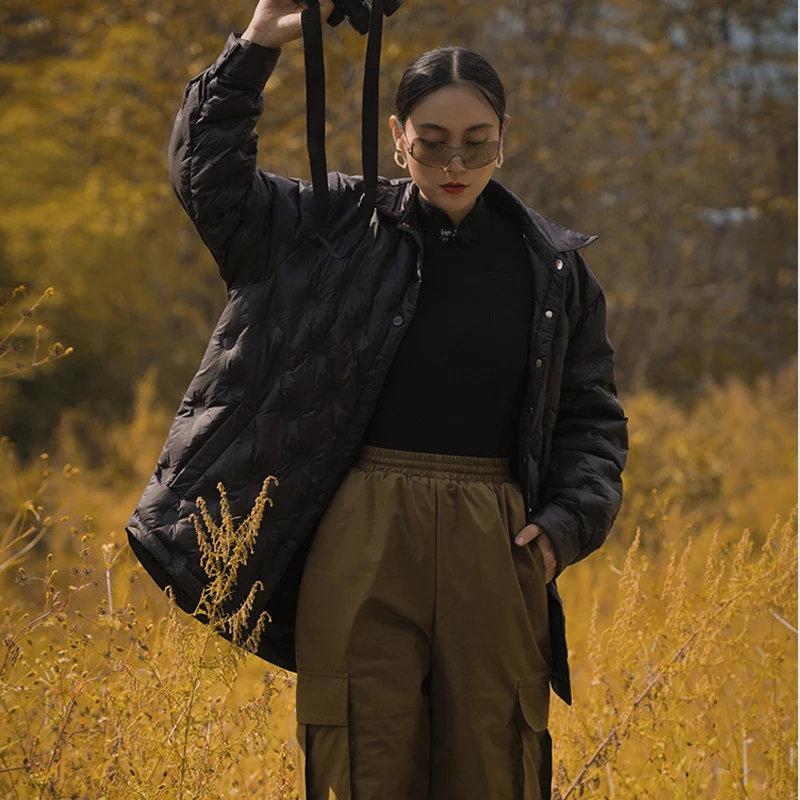 Autumn winter Women Oversized down jacket Ultra Light Turn down collar  shirt Warm 2023 Fashion Streetwear outwear INKEO 2O396