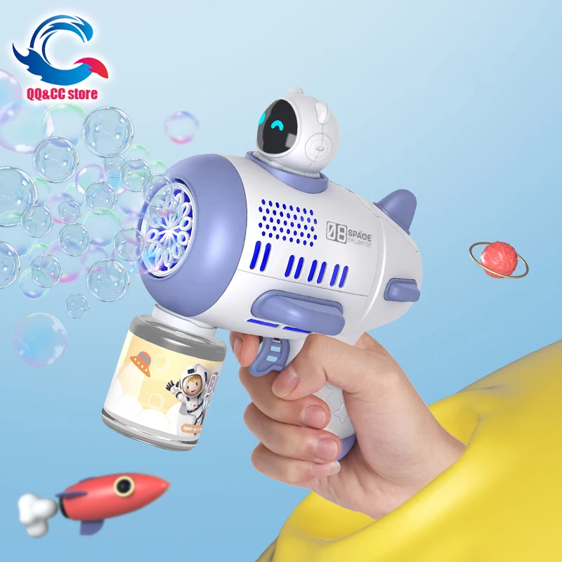 

Bubble Machine Rocket Fully Automatic 12 Holes Shape Spaceman Blower With Light Bubble Gun Boys Girls Toys Childrens Day Gift