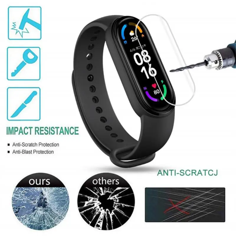 

Glass Protective Film Cover for Mi Band 8 Screen Protector Smart Watchband Full Protective Cover Case Strap Bracelet Smart Tools