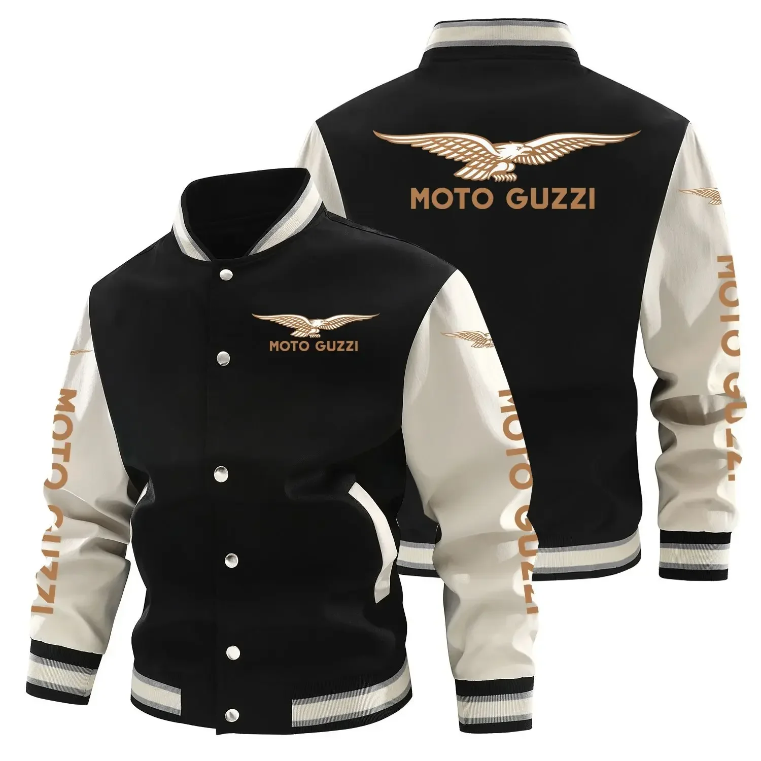 New Spring Autumn Men's Moto Guzzi Logo Flying Jacket Fashion Casual Zipper Baseball Coat Overcoat