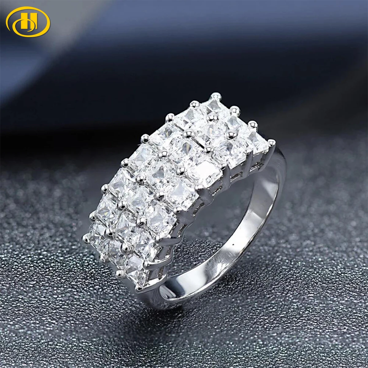 

Stock Clearance Real 925 Sterling Silver Wedding Band Ring Princess Cut Cubic Zirconia Rings for Women Engagement Fine Jewelry