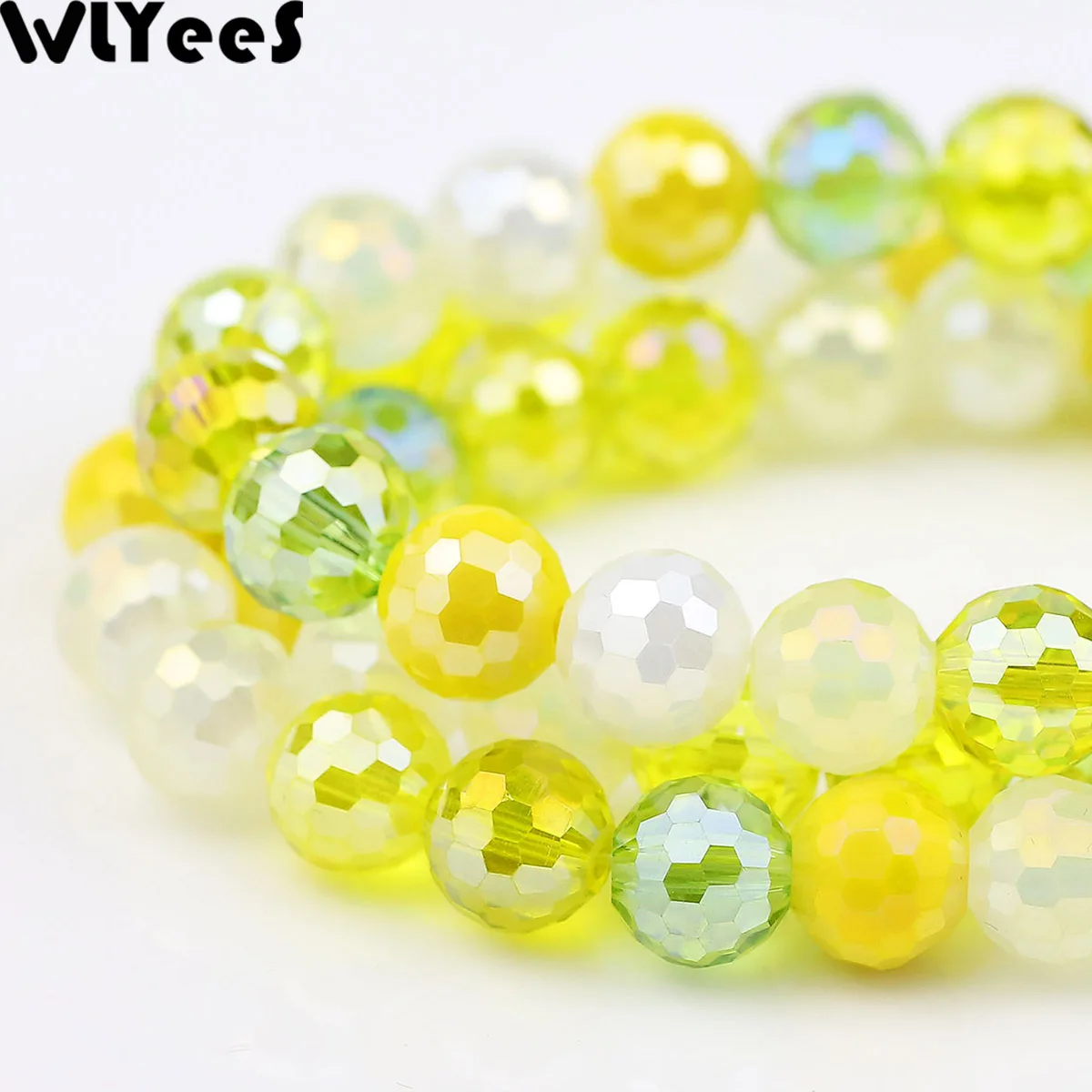 WLYeeS цветочный стиль 8 мм граненый шар желтые бусины круглые диско свободные для