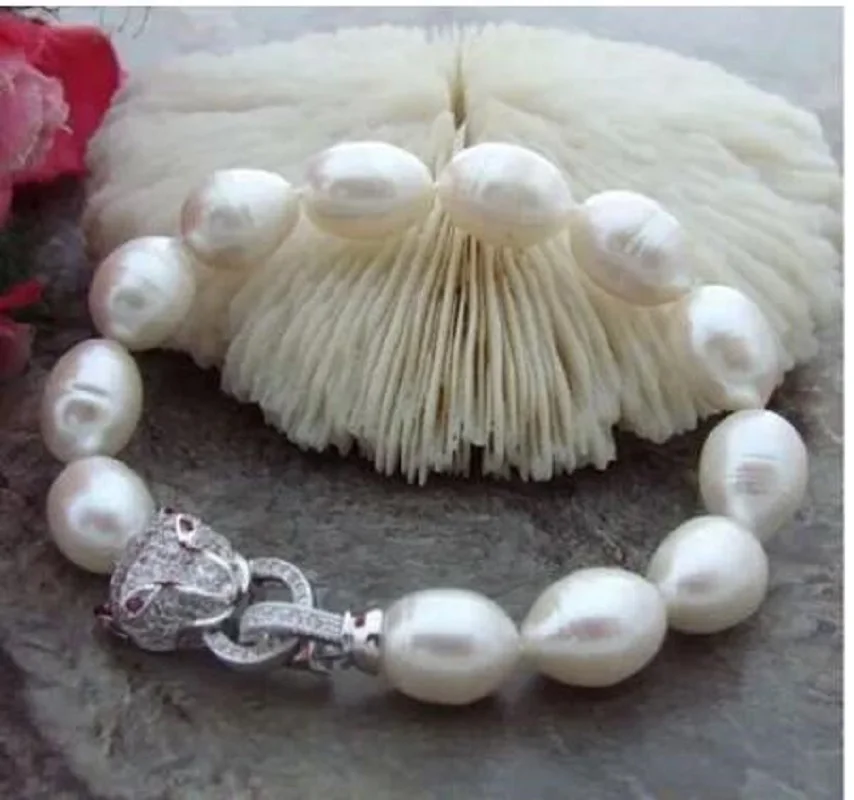 

AAA 10-12mm South Sea Genuin White Pearl BRACELET 7.5-8"Leopard head fine jewelry fine jewelryJewelry Making
