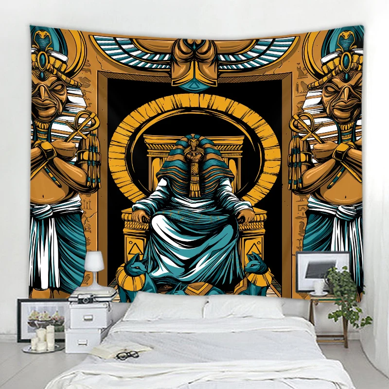 

Египетский гобелен Фараона боги Мандала Бохо хиппи Настенный декор гобелен для домашнего декора искусственный гобелен
