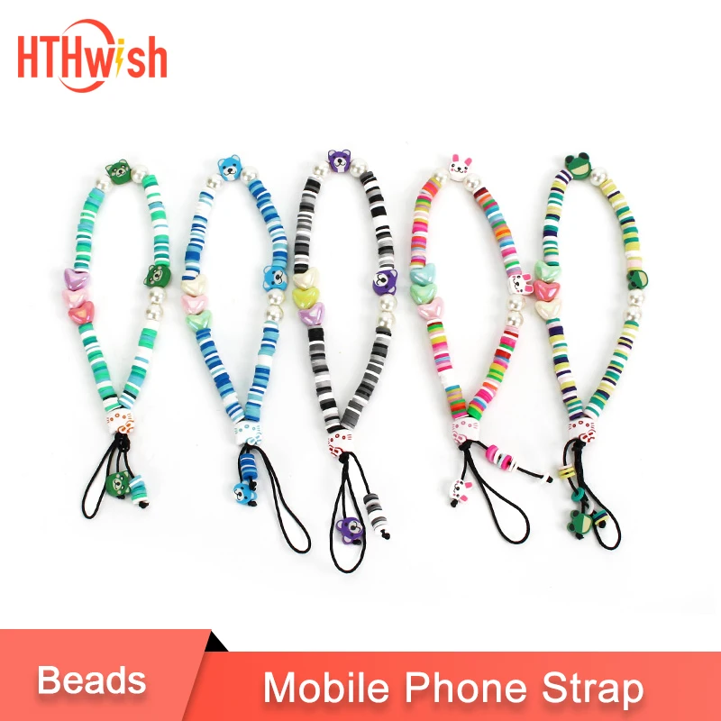

Multicolor Acrylic Phone Chains Lanyard Beads Anti-Lost Mobile Phone Strap Pearl Rope For Women 2021 Wristband Jewelry