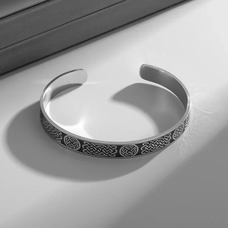 Скандинавский кельтский узел Открытый браслет из нержавеющей стали удачный