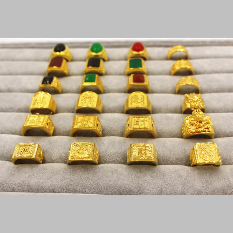 

Мужское регулируемое Открытое кольцо Fufatai, инкрустированное 100% натуральным золотом 24k, в европейском стиле, для подарка мужчине