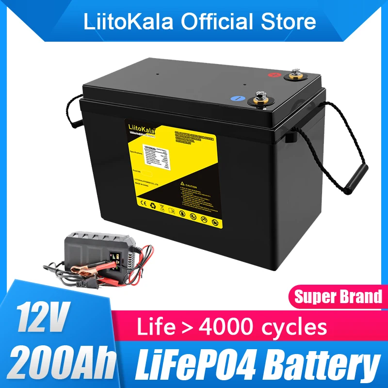 

LiitoKala 12V 200AH LiFePo4 Battery Pack /100A BMS Lithium Iron Phosphate 4s 12.8V RV Boat Motors Inverter Solar Powerlar Wind