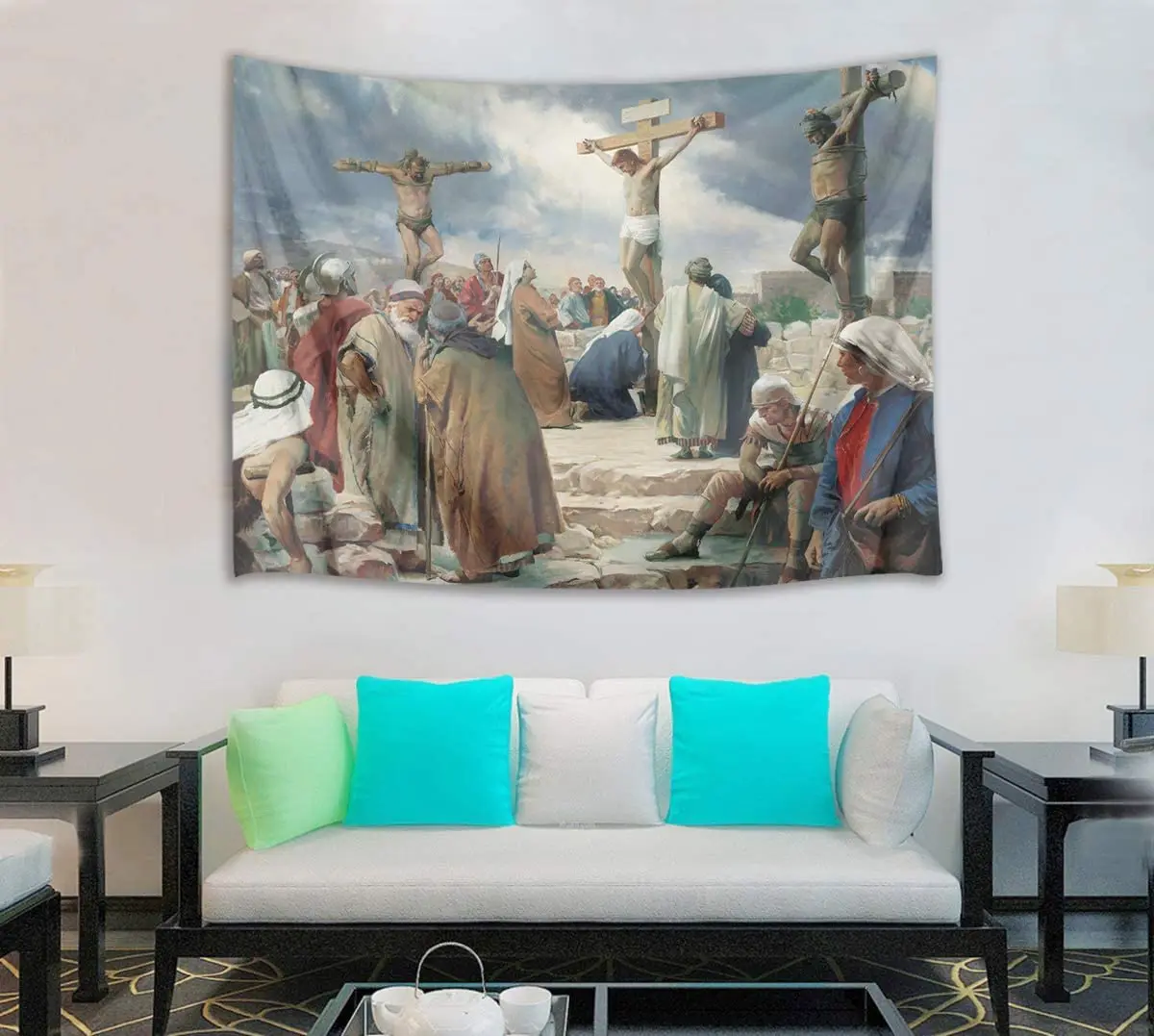 

Easter Tapestry Jesus Christ on The Cross Wall Hanging Christian Crucifix Tapestries for Bedroom Living Room Dorm Wall Decor