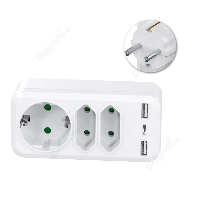 

EU Power Socket Plug Adapter Electrical Socket Power Adapters Converter 250V 16A AC Outlet 3 USB Ports 5V 2.4A Power Strip