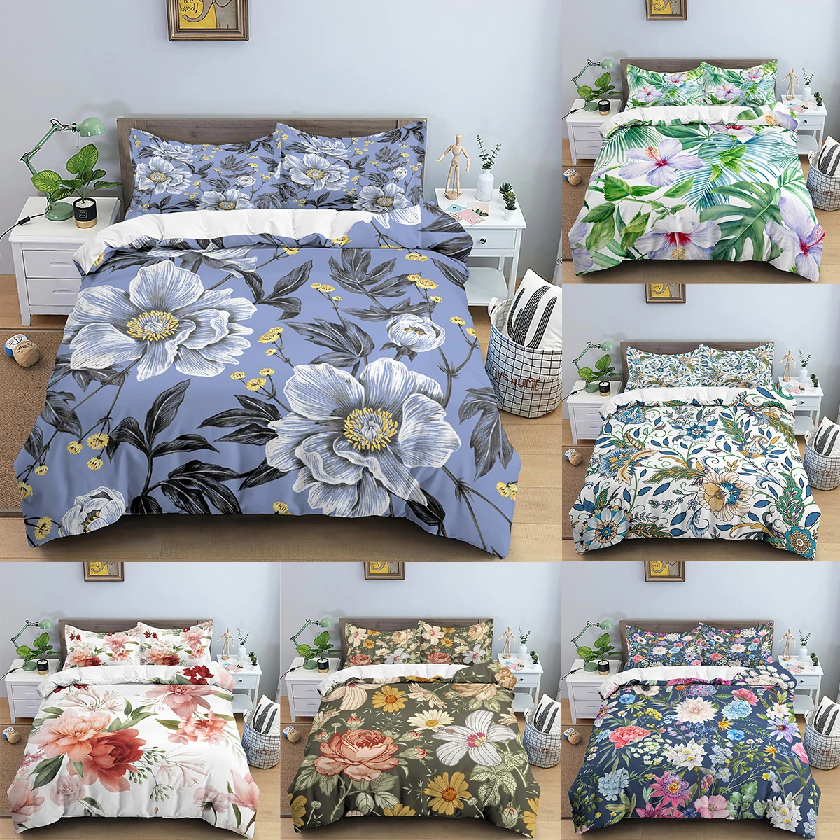 

3D Flower Pattern Printing Duvet Cover Bohemia Bedding Sets King Set Size Quilt Covers With Pillow Case Soft Comforter Covers