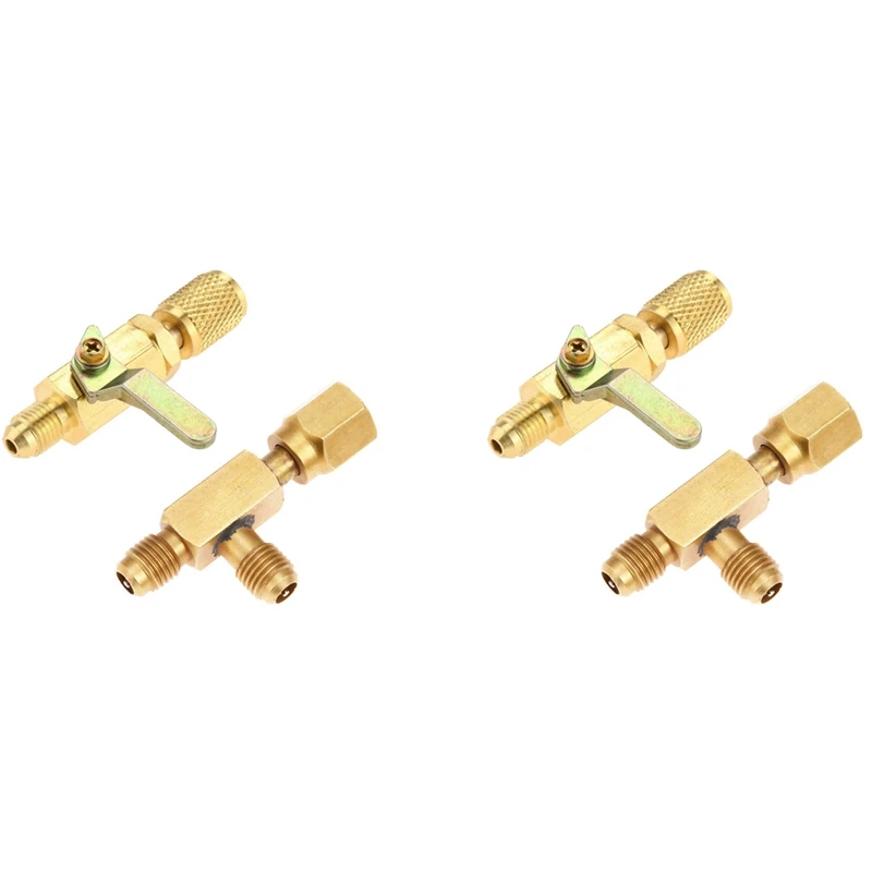 

2 шт., шаровой кран для кондиционера, 1/4 дюйма, адаптер SAE и 1/4 дюйма, быстроразъемный соединитель сердечника клапана, для хладагента R134A