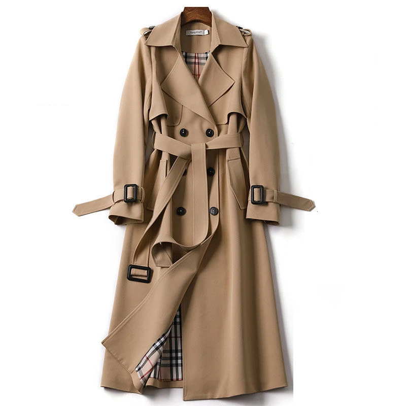 

Trench Coat Windbreaker Women's Clothing Mid-length Korean British Style Over-the-knee Coat Spring and Autumn Trench