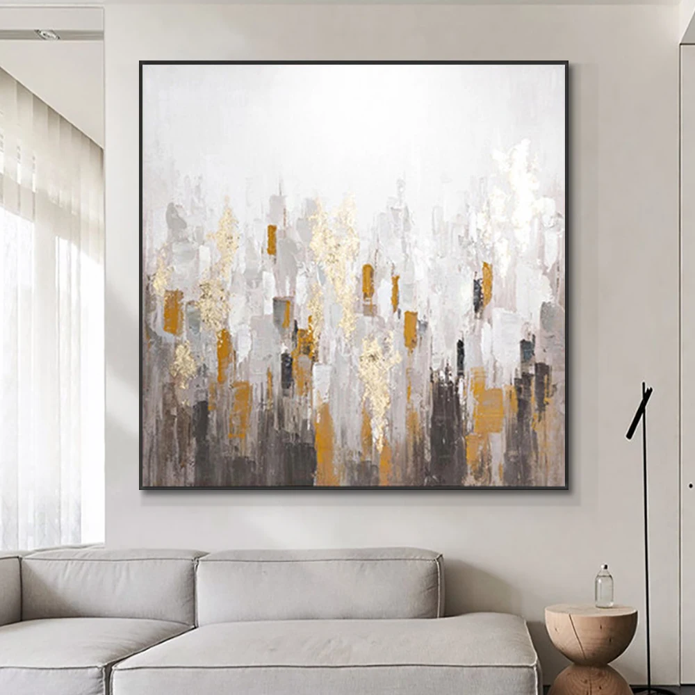 

High Quality Room Decoration Cotton Square 100% Handmade Oil Painting Abstract Wall Arts