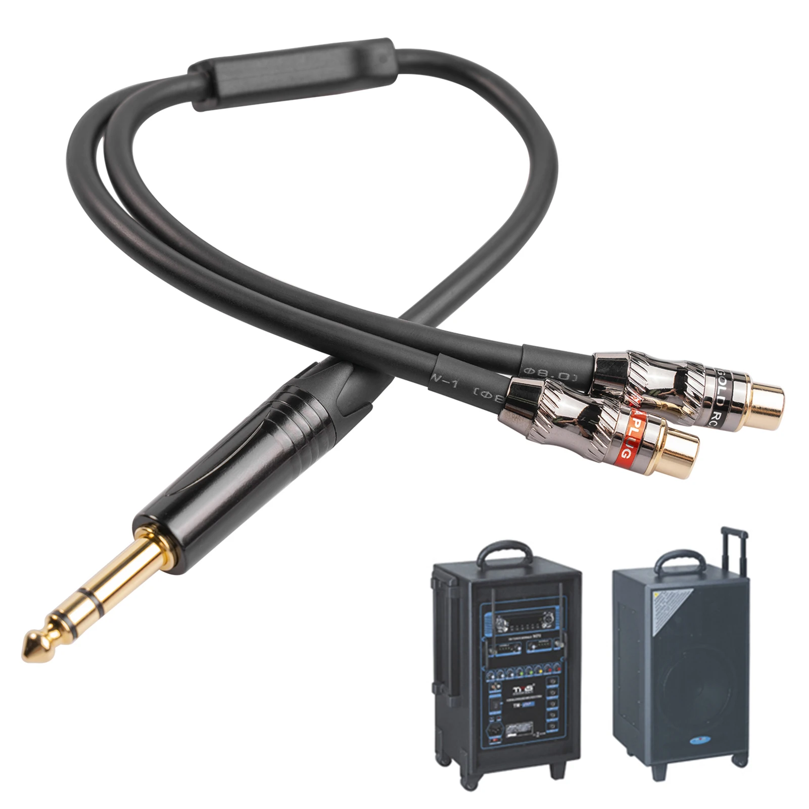 

Dual 6.35 1/4 Mono Male to Dual RCA Male Adapter Audio Cable for Mixer Amplifier Used for Audio Players Professional Cameras