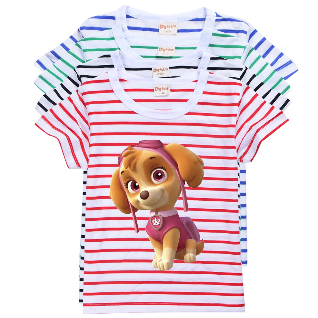 

Paw Patrol short sleeve Girls' Clothing Striped Short-sleeved Children's T-shirt Medium Large Children's Clothing Short-sleeved