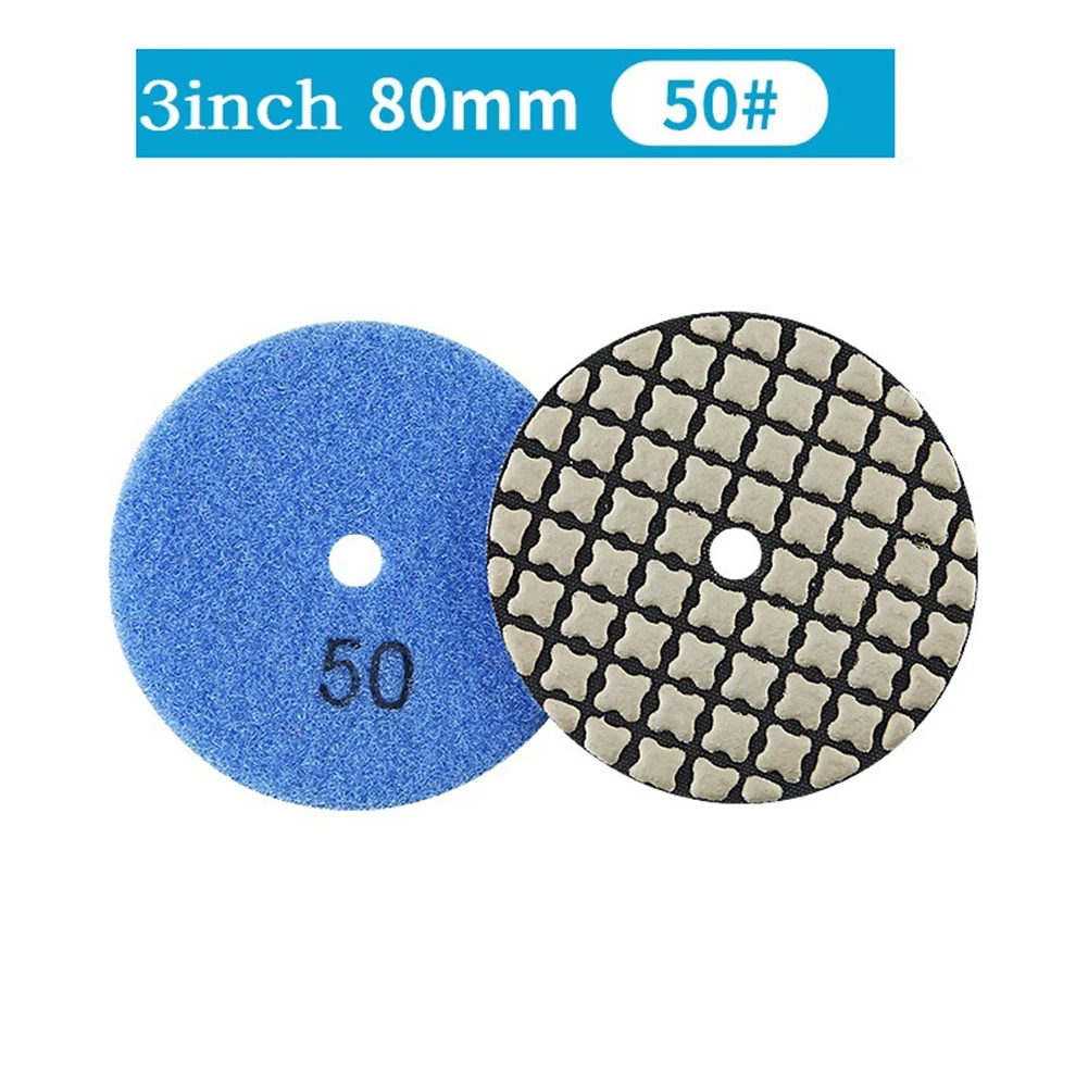 

1 Pc 3inch Polishing Pad Dry Diamond Grinding Disc Flexible Buffing Wheel 50/100/200/400/800/1500/3000 Grit For Granite Sanding