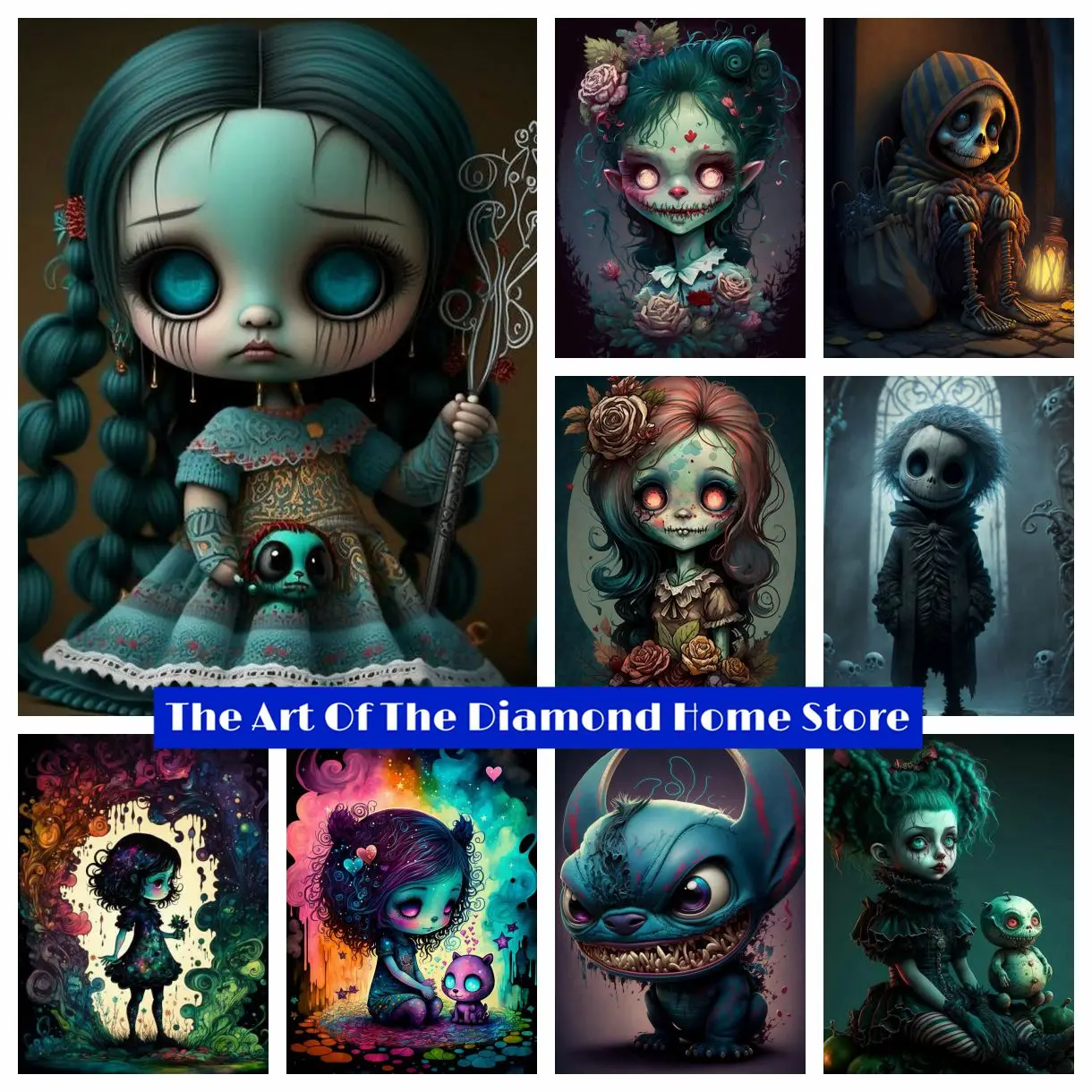

Cartoon Zombie Girl Horror Skeleton DIY AB Diamond Painting Mosaic Square Round Cross Stitch Rhinestones Embroidery Home Decor