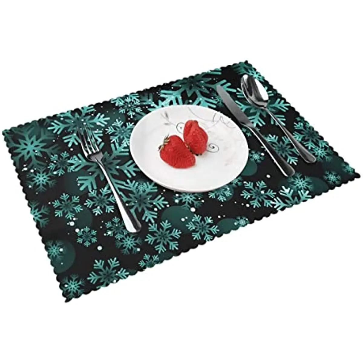 

Merry Christmas Placemats Set of 4 Christmas Snowflakes Place Mats Heat Resisting Washable Non Slip Xmas Table Mats Holiday
