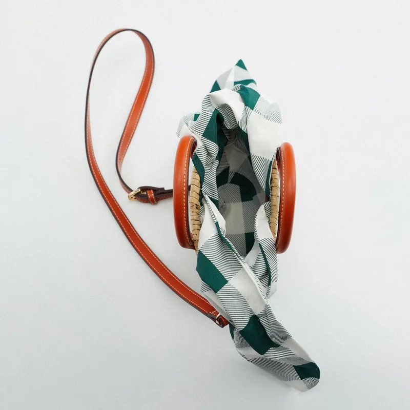 New summer water grass and diamond shoulder bag orange mini woven basket straw hand-held messenger women's |