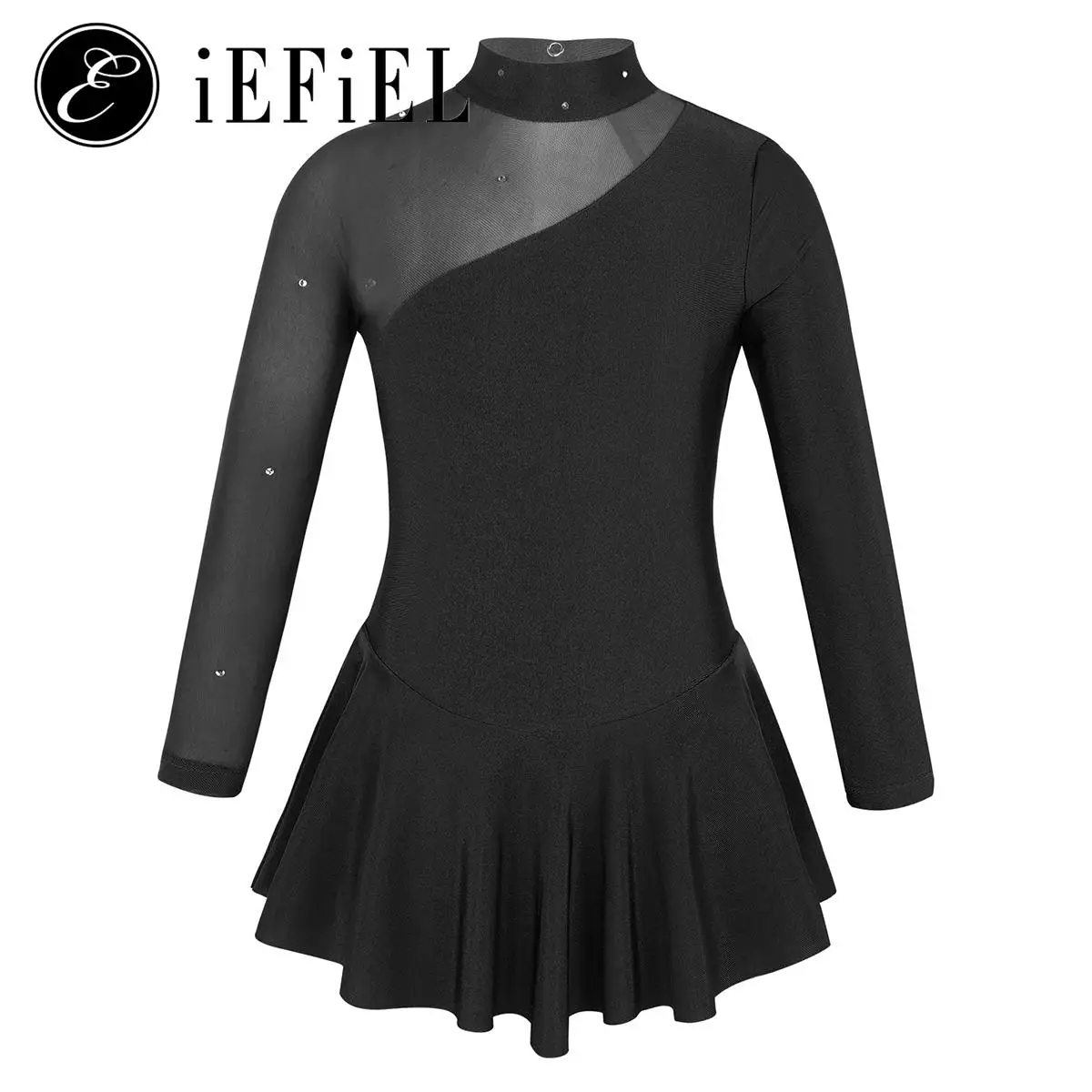 Платье балетное с длинным рукавом и ложным воротником для девочек