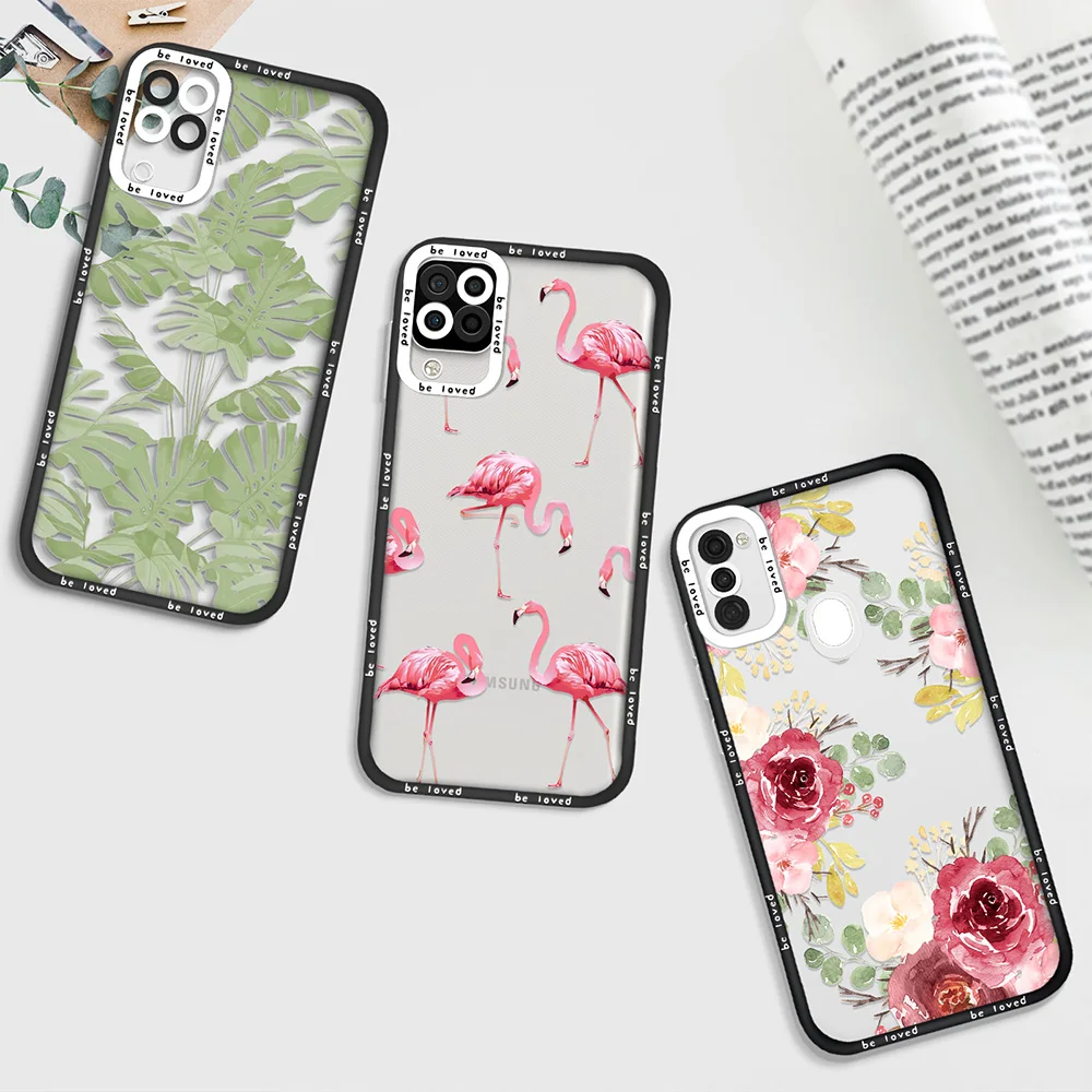 

Flowers Floral Flamingo Case for Samsung Galaxy A11 A12 A71 A21S A32 4G A52 A52S A53 5G A72 S22 Plus Ultra Transparent Capinha