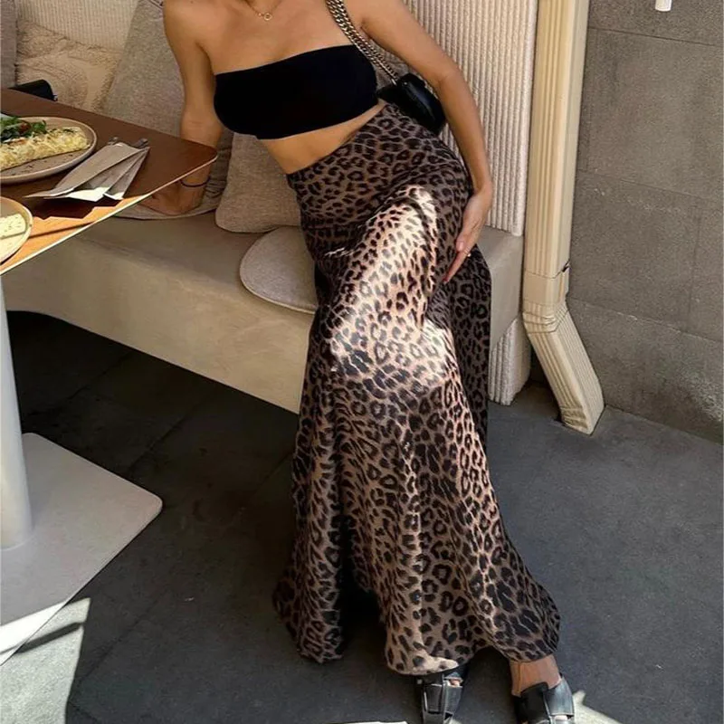 Женская юбка с леопардовым принтом облегающая трапециевидная юбка-годе высокой