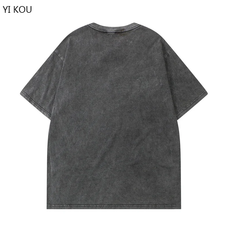 

Tide brand casual washing water to make old T-shirts Combed cotton Fuxk printing direct injection light color short-sleeved