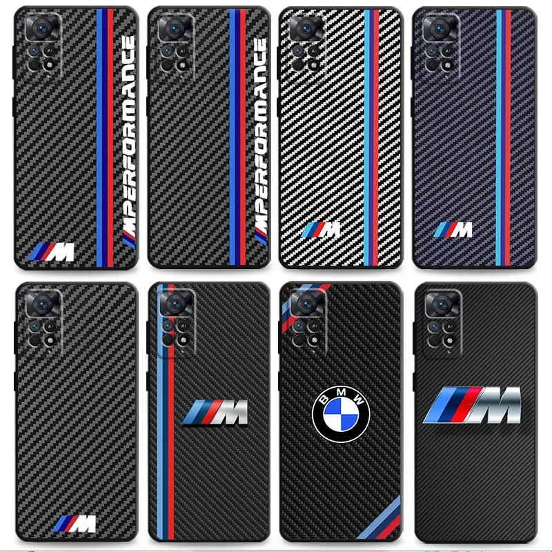 

BMW-M Car Logo Carbon Fiber Full Lens Protection Phone Case For Redmi Note 12 11 10 9 8 7 8T 9S Pro Plus 9C 9A 10C K40 Shell