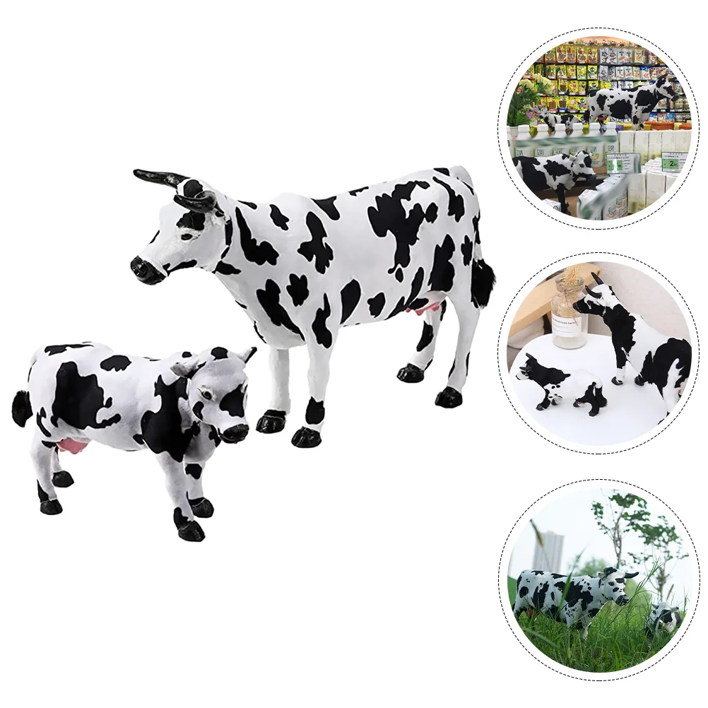 

Cow Statue Garden Animal Figurine Farm Decoration Decor Ornament Sculpture Mini Model Dairy Figures Calf Toy Bonsai Adornment