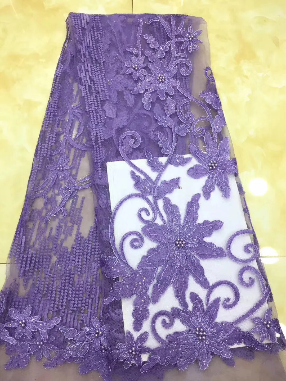 

Purple color African Cord Lace Nigerian Guipure Lace Fabric High Quality For Wedding Embroidered Lace Free Shipping D152