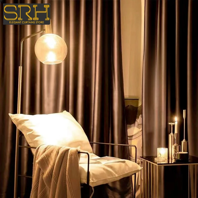 Легкие роскошные однотонные шторы для гостиной спальни фоновый декор ткань окно