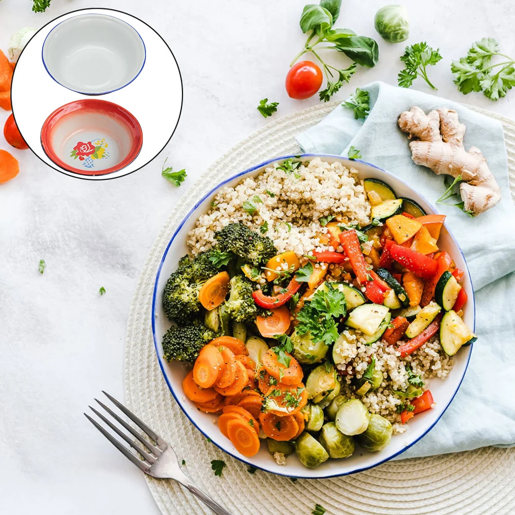 

Bowl Enamel Mixing Basin Metal Enamelware Dishes Bowls Soup Serving Dish Vintage Washingnoodle Fruit Kitchen Sauce Vegetable Spa