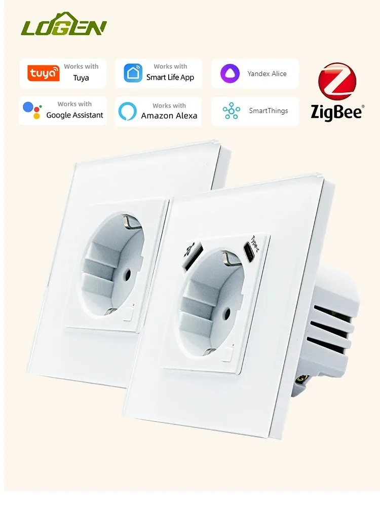 Настенная розетка LOGEN Zigbee умная ЕС вилка для мониторинга энергии функция таймера
