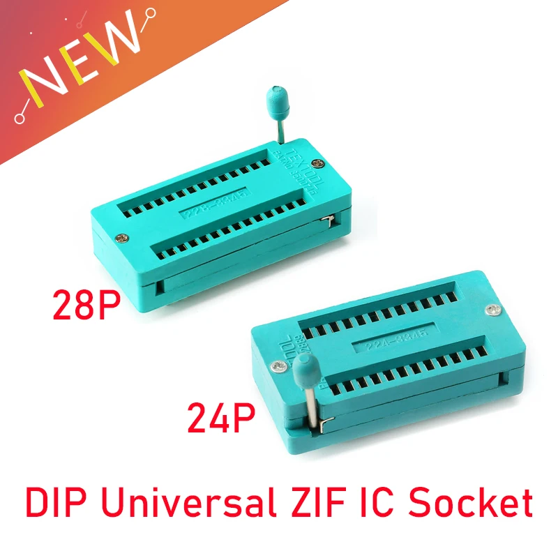 24-контактный, 28 контактов, 2,54 мм, зеленый DIP, универсальный разъем ...