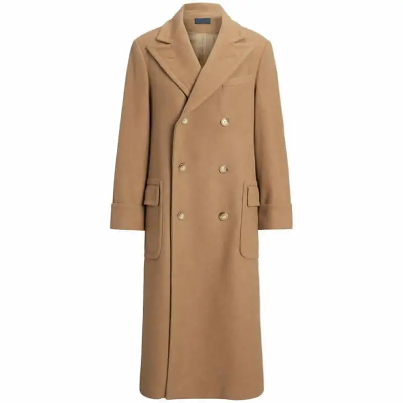 Винтажное двубортное пальто для женщин длинный рукав отложной воротник тонкое