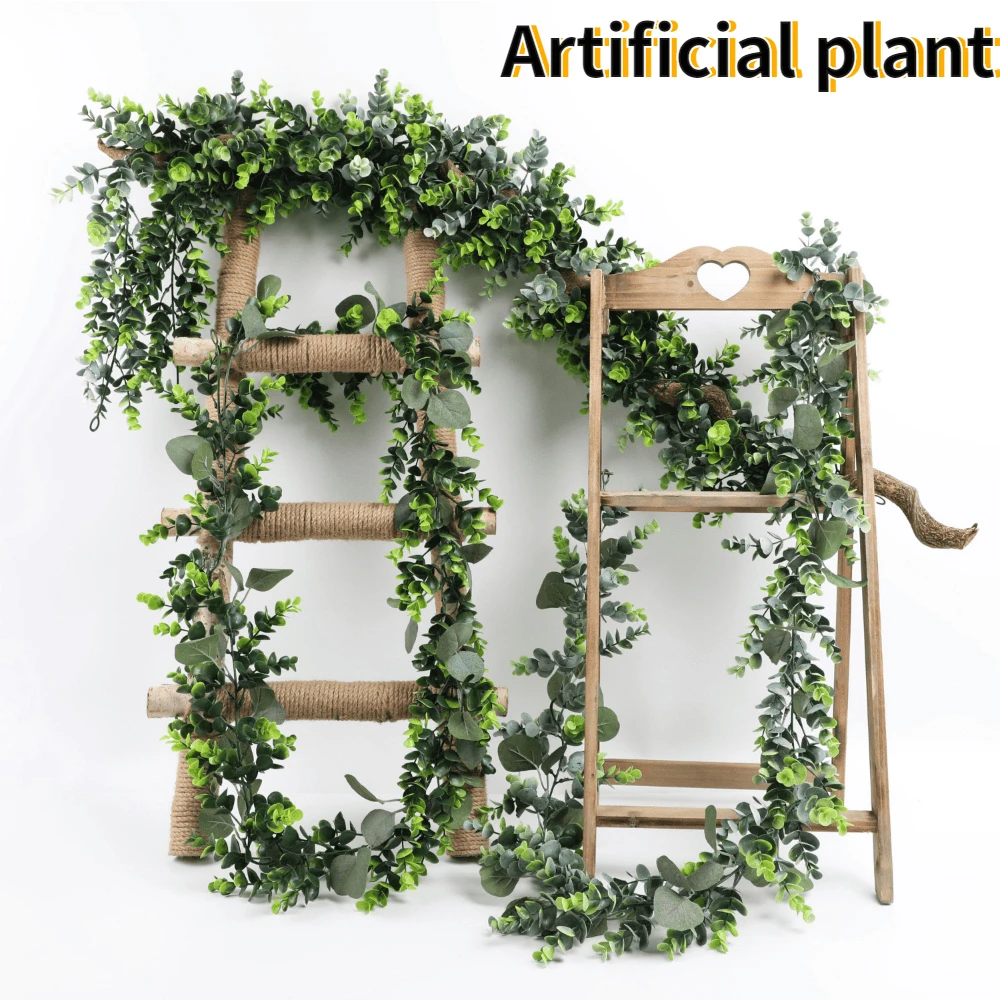 

Искусственная зеленая гирлянда, Виноградная лоза из эвкалипта, 178 см, листья из искусственного эвкалипта, растения для свадебной арки, украш...