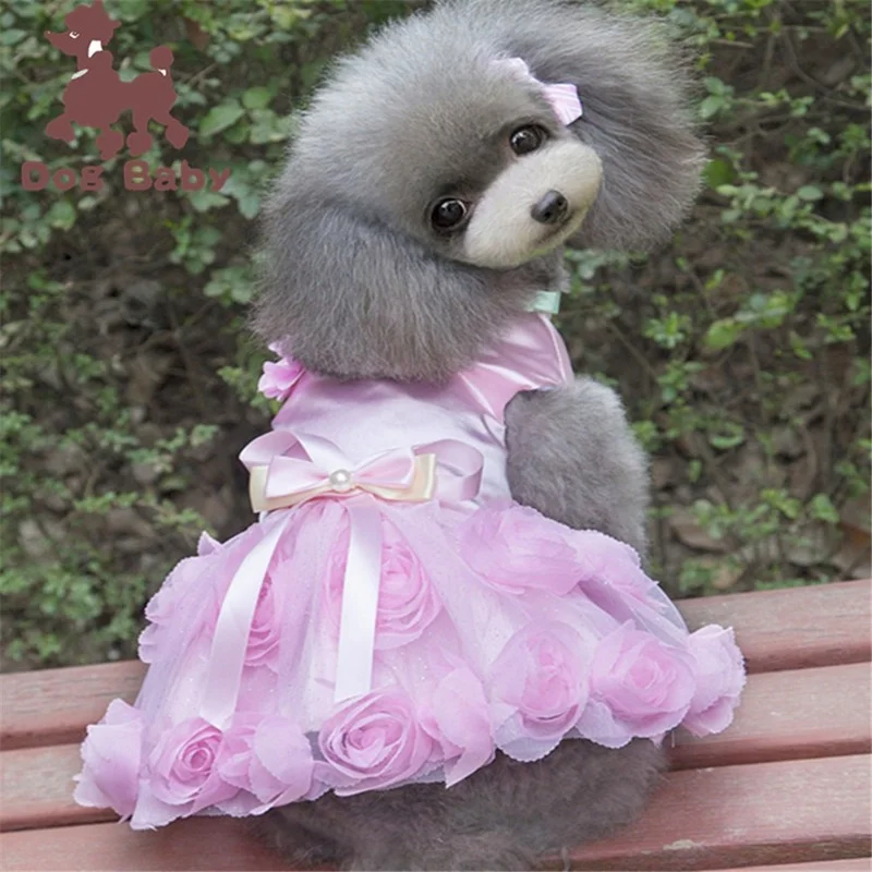 

Одежда для собак, платье принцессы, одежда для домашних питомцев, кружевная милая розовая мультяшная одежда для щенка на весну и лето, красо...