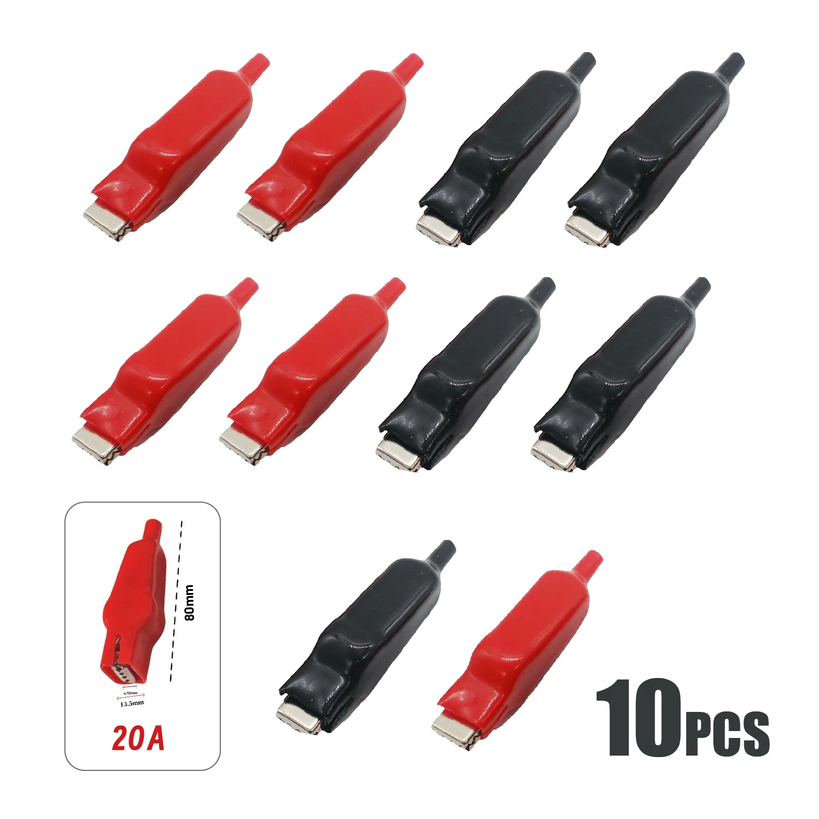 

Щипковые зажимы крокодил 10A/20A красные/черные