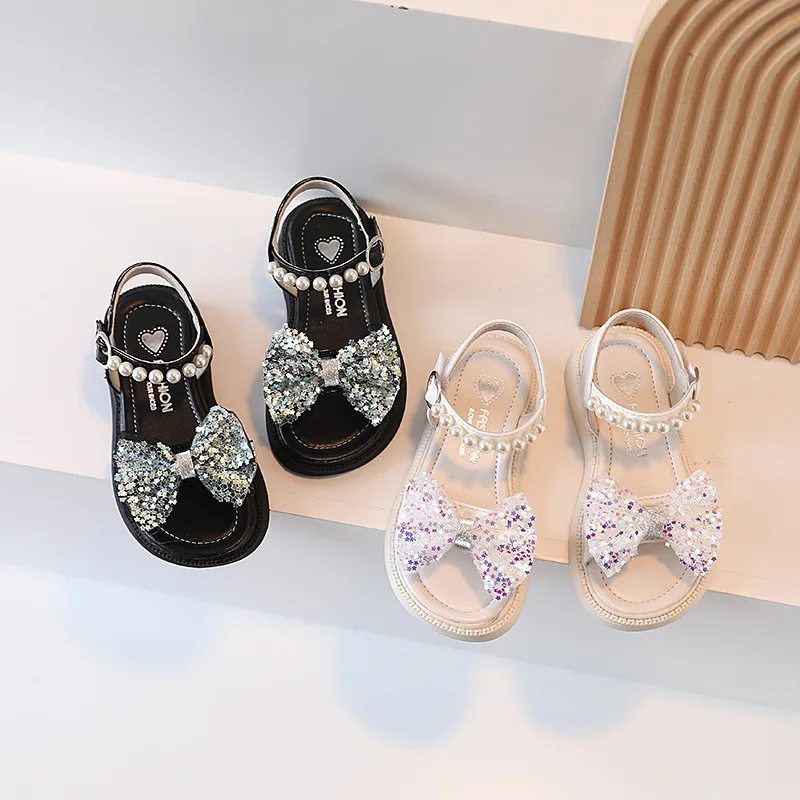 

Girls Sandals Rhinestone Pearl Sandal Summer Shoes Kids Designer Shoes Children’s Sandals Star Sequins Soft Shoes Child F05072