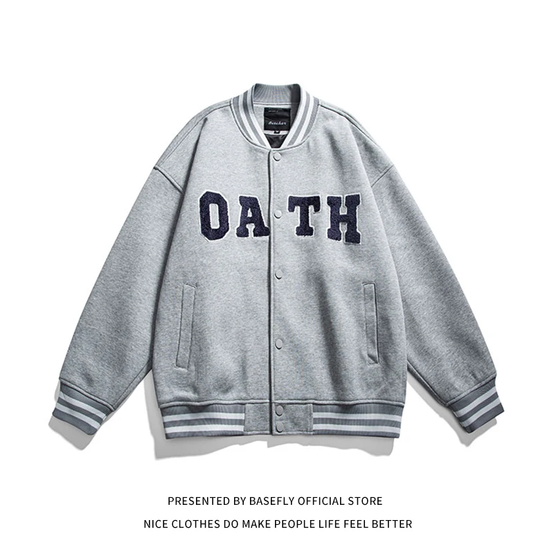 

New Arrival School Campus Furry Letter Embroidery Varsity Jacket Men and Women Simple Baseball Bomber Coat Couple Street Chic