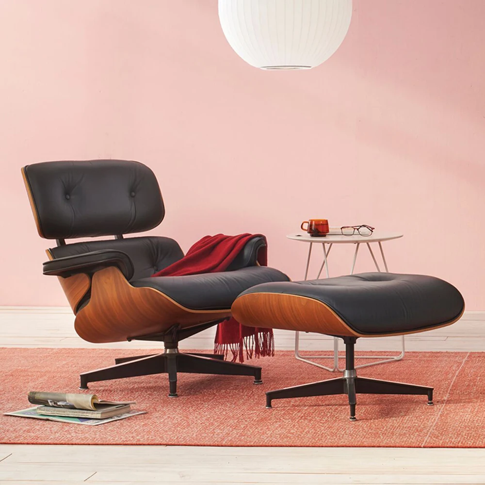 

Modern Simple Classic Luxury Leather Lounge Leisure Chair with Stool Recliner for Home Luxury Accent Furniture