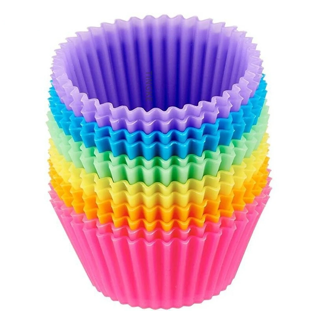 

12pcs/Set Silicone Cake Mold Round Shaped Muffin Cupcake Baking Molds Kitchen Cooking Bakeware Maker DIY Cake Decorating Tools
