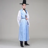 korean traditional hanbok court costume hot silver men married korean national performance stage costumes