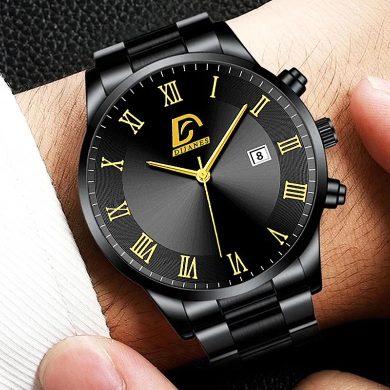 reloj hombre Mens Fashion Wristwatch Luxury Silver Business Stainless Steel Quartz Watches Mens Casual Sports Leather Watch images - 6
