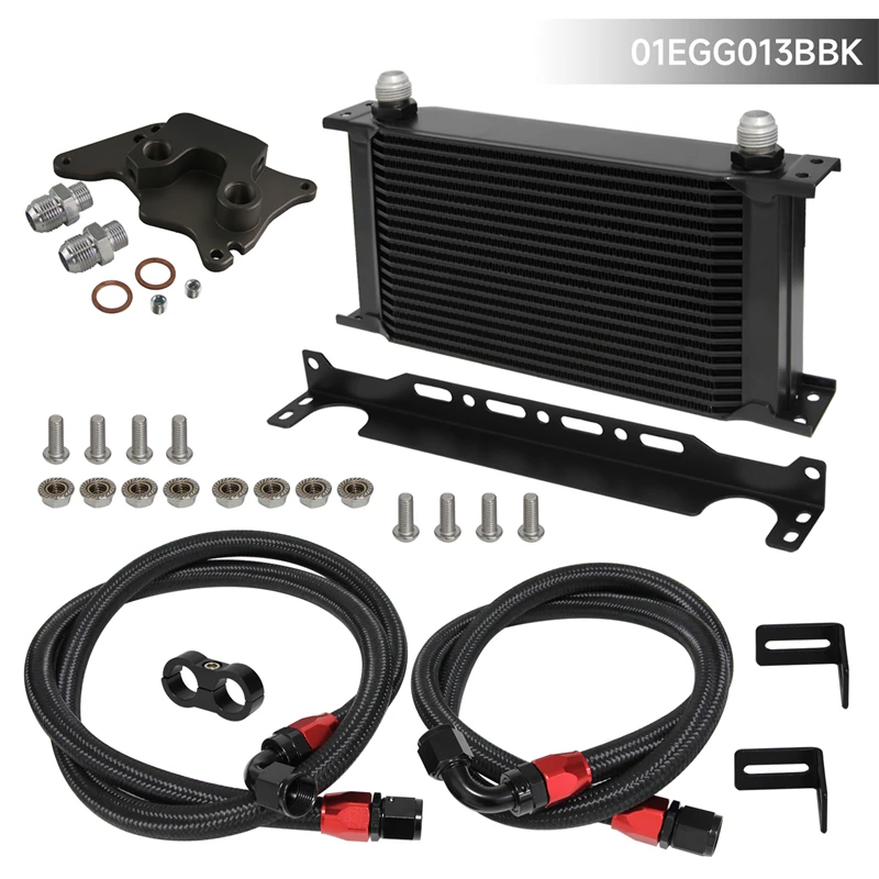 

19/22/25 Row AN10 Oil cooler w/ Mounting Bracket+Adapter Hose Kit For BMW Mini Cooper S Supercharger R56 1.6L 06-12 Black/Silver